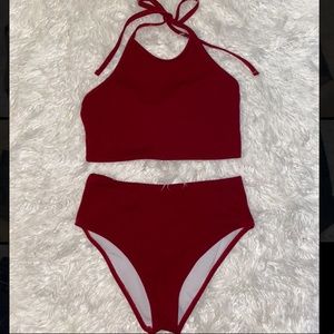 red ribbed tankini set❗️